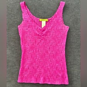 Sigrid Olsen Pink Textured Crinkle Tank Top Sz XS